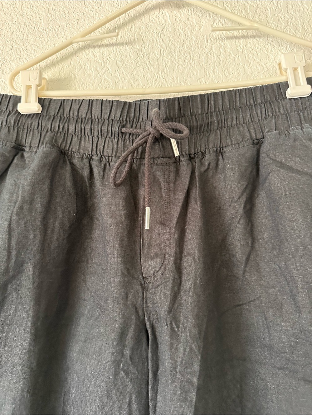 Quince Womens Drawstring 100% European Linen Wide Leg Pants Black L (S5) - Picture 4 of 13
